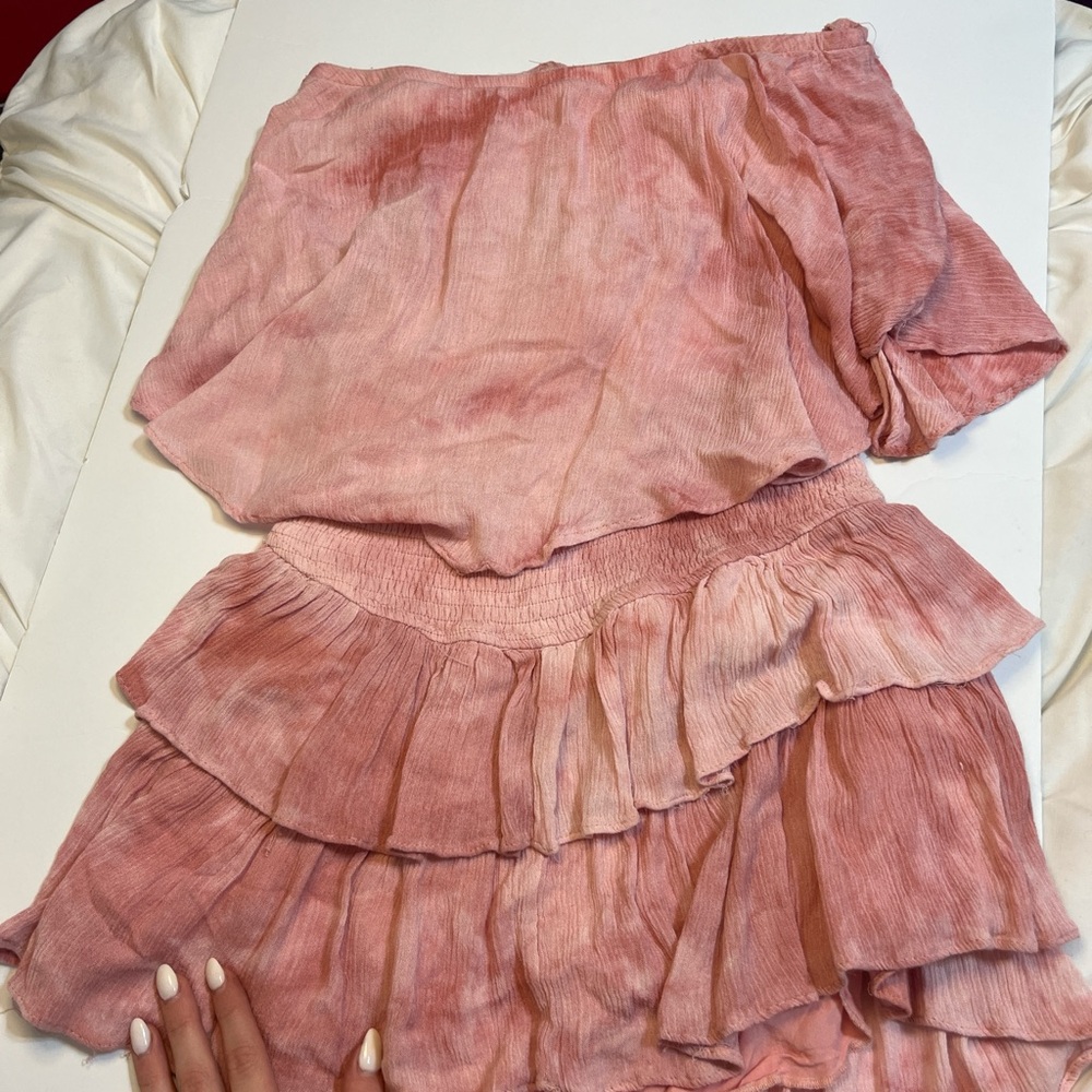 Elegant Pink Ruffled Skirt Set